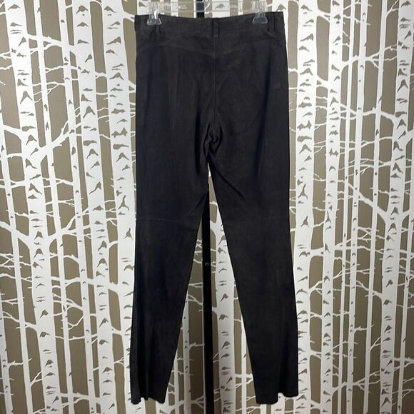 DKNY Skyline Suede Leather Pant 2 Dark Brown - Picture 2 of 14